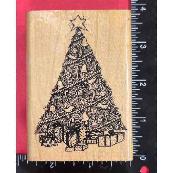 Vintage Christmas Tree Wood Mounted Rubber Stamp by Sweet-Arts 6904 - Picture 2 of 4